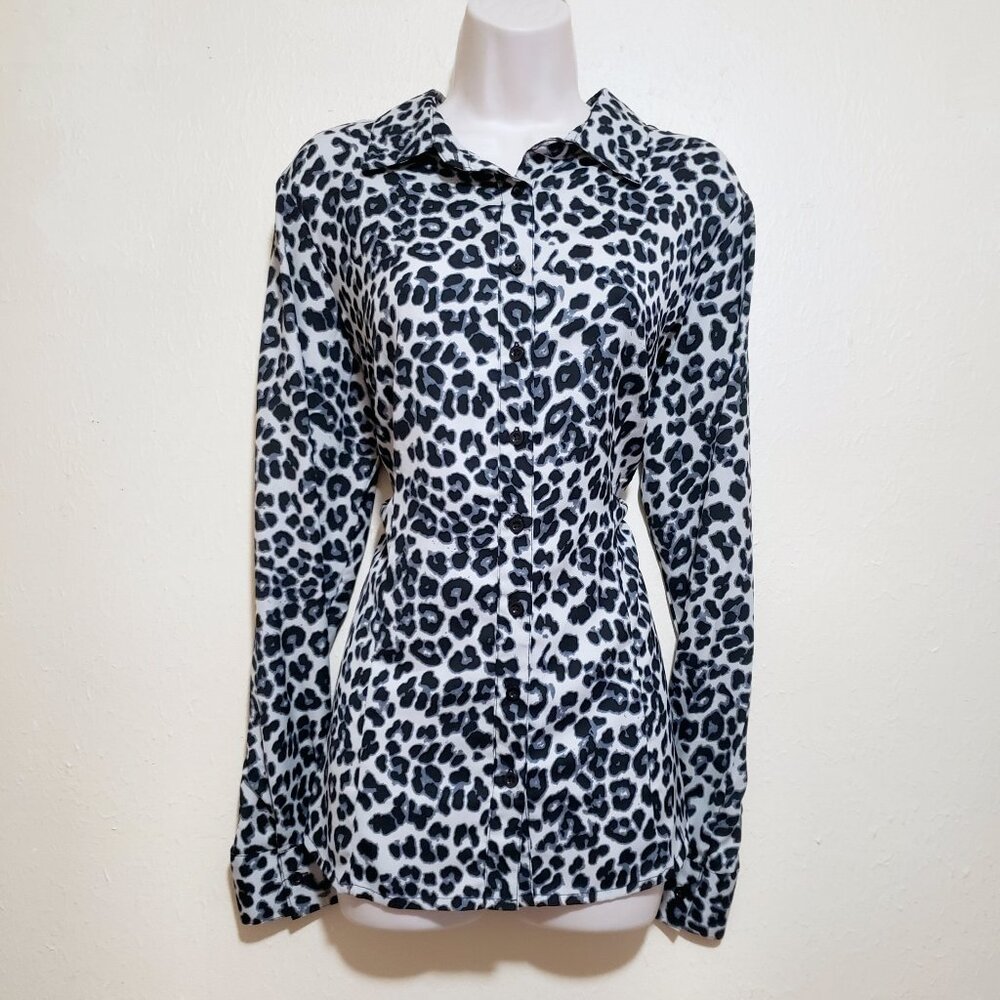 Nice Leopard Print Button-Up Blouse Size L